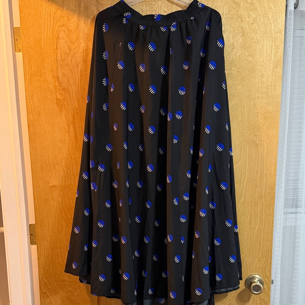 Cato Black Maxi Skirt with Royal Blue Dot Accent